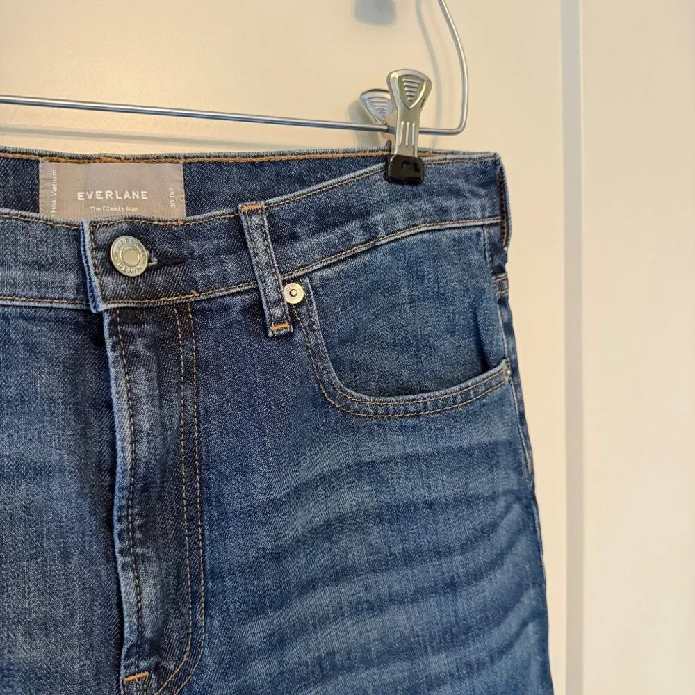 Everlane The Cheeky Jean 30 Tall Straight Leg High Rise Medium Wash Denim - Picture 3 of 9